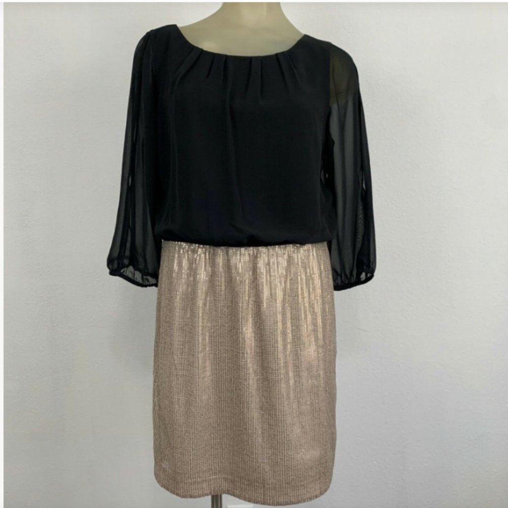 Black dress with sequined gold  skirt